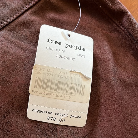 NEW Free People Faux Suede Leggings Burgundy Size 29 - Picture 7 of 12